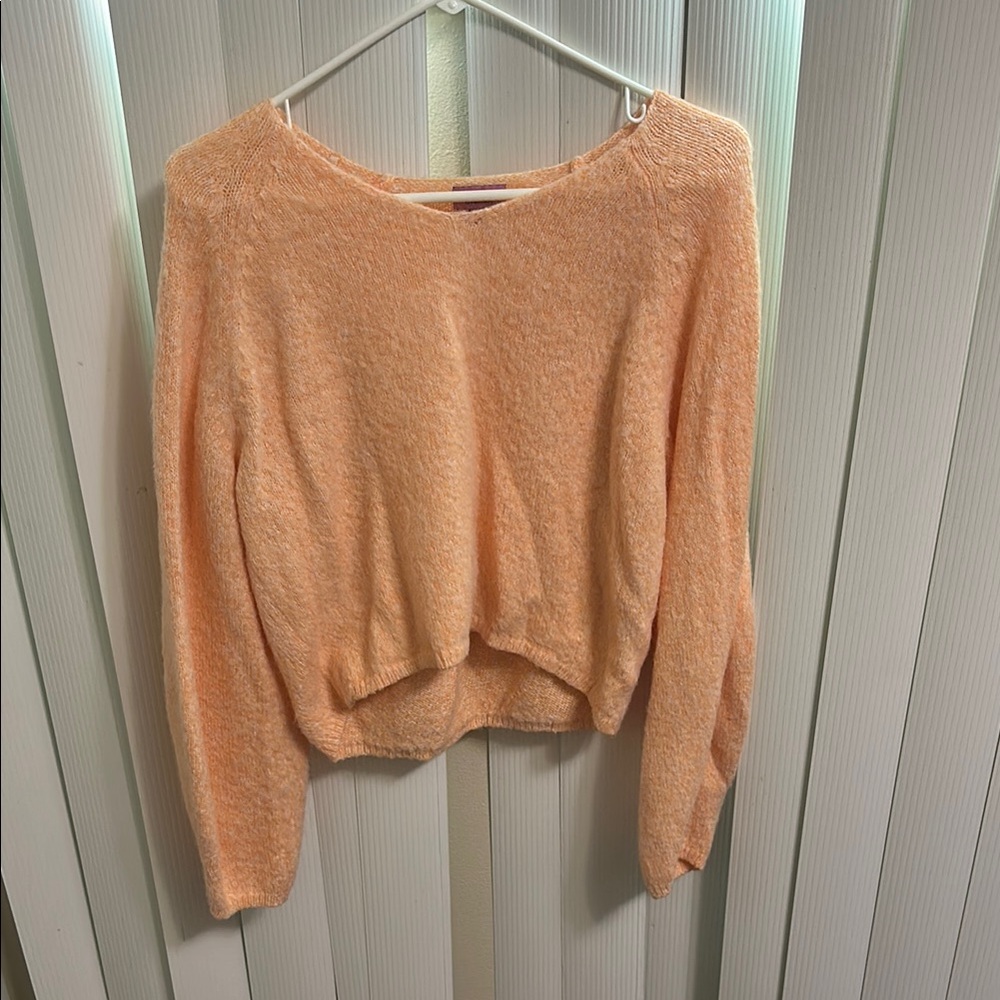 Miami Orange Crew Neck Sweater Cozy Knit Relaxed Fit